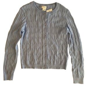 Crewcuts Girls M Light Blue Cable Knit Cardigan, Cotton, NWT